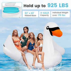 Giant Inflatable Swan Floating Island 4-Person Pool Float with 4 Cups Holders view 8