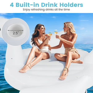 Giant Inflatable Swan Floating Island 4-Person Pool Float with 4 Cups Holders view 9