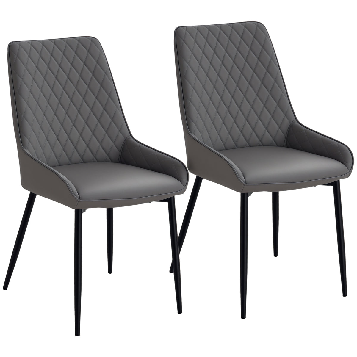 Upholstered Kitchen Chairs, Modern Dining Chairs Set of 2 with Diamond Tufting and Steel Legs for Dining – view 2