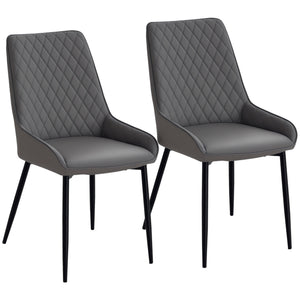 Upholstered Kitchen Chairs, Modern Dining Chairs Set of 2 with Diamond Tufting and Steel Legs for Dining – view 2