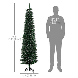 6FT Artificial Snow Dipped Christmas Tree Xmas Pencil Tree Holiday Home Indoor Decoration with Foldable – view 2