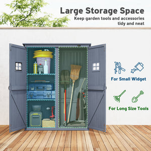 4x1.5ft Wooden Garden Storage Shed, Outdoor Tool Cabinet Organizer with Windows and Double Door, Nature Wood