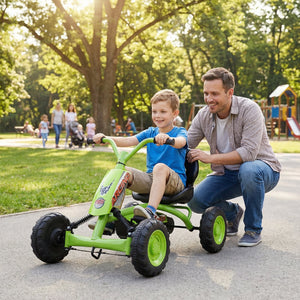 Go Kart for Kids 4 Wheel with Steering Handlebars and Adjustable Seat-Green view 2