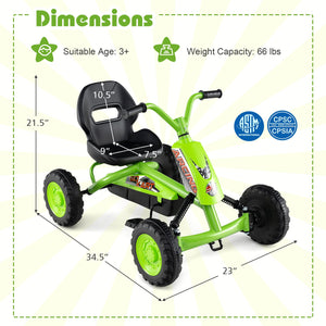 Go Kart for Kids 4 Wheel with Steering Handlebars and Adjustable Seat-Green view 5