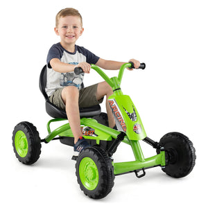 Go Kart for Kids 4 Wheel with Steering Handlebars and Adjustable Seat-Green view 6