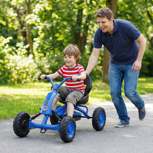 Go Kart for Kids 4 Wheel with Steering Handlebars and Adjustable Seat-Navy view 3