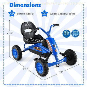 Go Kart for Kids 4 Wheel with Steering Handlebars and Adjustable Seat-Navy view 5