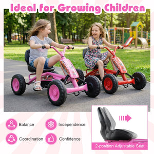 Go Kart for Kids 4 Wheel with Steering Handlebars and Adjustable Seat-Pink view 7