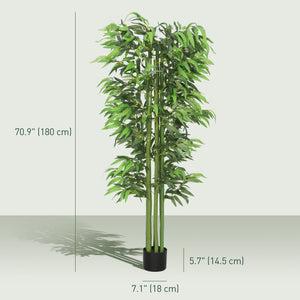 6FT Artificial Bamboo Trees Set of 2, Fake Plants with Nursery Pot for Indoor Decor
