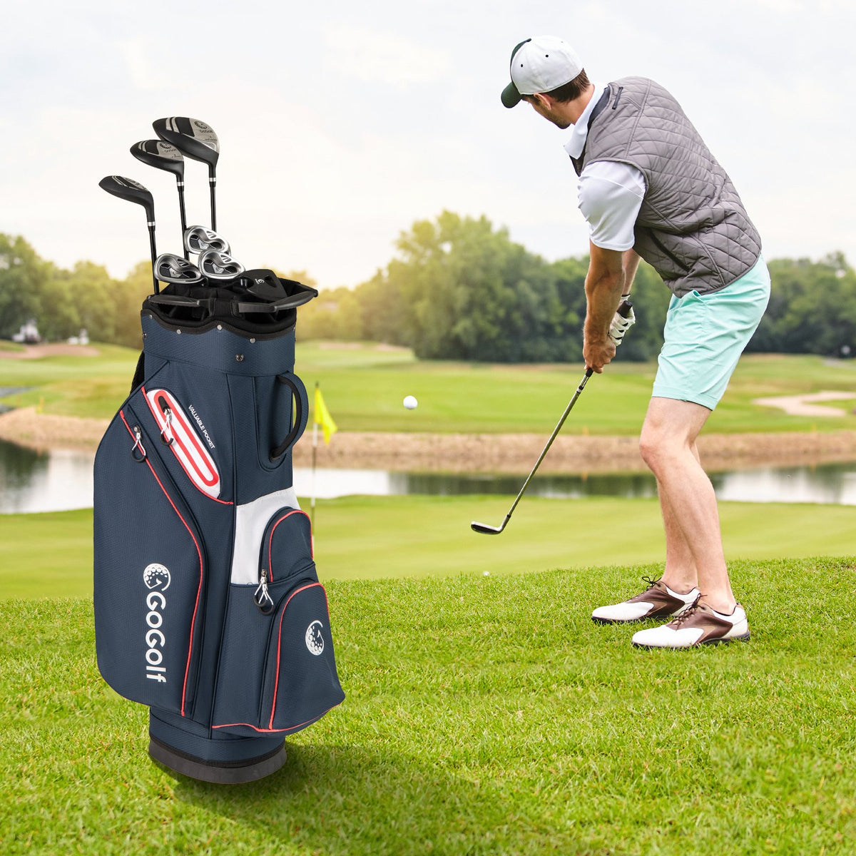 Golf Cart Bag Lightweight Portable Golf Club Organizer Bag-Navy view 2