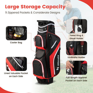 Golf Cart Bag with 14 Way Top Dividers-Red view 6