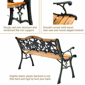 Outdoor Cast Iron Patio Bench Rose view 6