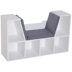 6-Cubby Bookcase with Seat Cushion, Cube Storage Shelf with Reading Nook for Home Office, Study, Blue – view 15