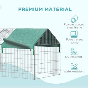 Pet Playpen with Roof, Metal Guinea Pig Cage, Rabbit Pen, Chicken Coop Run, Catio Cat Enclosure with Cover, Doors, Indoor Outdoor for Small Animals, 87" x 41" x 41", Cream