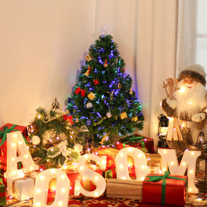 2.5FT Prelit Artificial Tabletop Christmas Tree with Fibre Optics Holiday Home Xmas Decoration for Table and Desk Geen