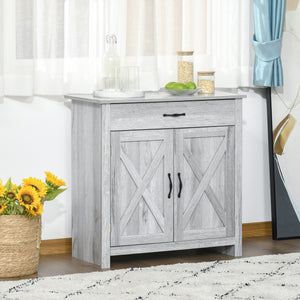 Farmhouse Sideboard Buffet Cabinet, Storage Cabinet with Barn Doors, Grey Grain
