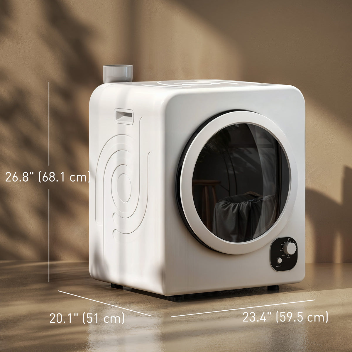 Compact Laundry Dryer, 1300W Portable Clothes Dryer with 4 Drying Modes, Stainless Steel Tub, White