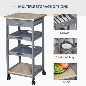 Kitchen Island Rolling Trolley Utility Serving Cart with Drawer Grey