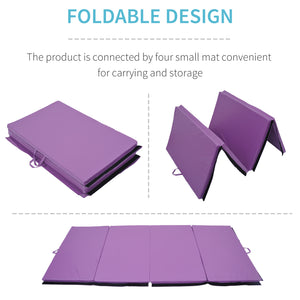 Soozier 4'x10'x2" Folding Gymnastics Tumbling Mat, Exercise Mat with Carrying Handles for Yoga, MMA, Martial Arts, Dark
