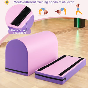 Gymnastics Vaulting Box with Detachable Mat Carrying Handle for Kids-Purple view 7