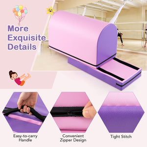 Gymnastics Vaulting Box with Detachable Mat Carrying Handle for Kids-Purple view 9