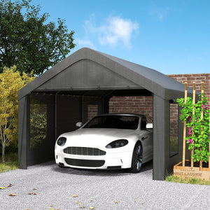12 x 20ft Carport with 2 Roll-Up Doors, 4 Windows, Portable Garage with Removable Sidewalls for Car, Truck – view 6