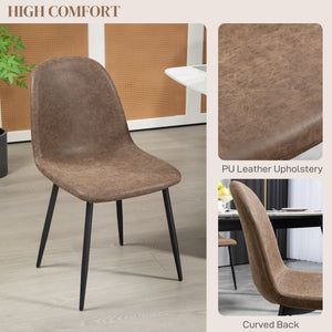 Retro Dining Table Chairs Set of 4, PU Leather Upholstered Kitchen Table Chairs for Living Room, Bedroom