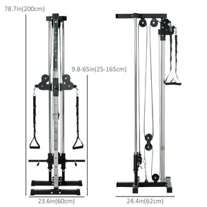 Soozier Wall Mount Cable Station, 15 Positions Adjustable Dual Pulley Machine Cable Crossover Machine Home Gym Equipment