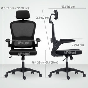 Ergonomic Mesh Office Chair, High Back Desk Chair with Rotatable Headrest, Flip-Up Armrests – view 2
