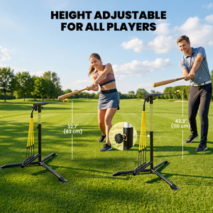 Soozier Baseball Hitting Trainer with 4 Power Bands, 32.7"-43.3" Adjustable Batting Practice Equipment with Stakes, Carry Bag