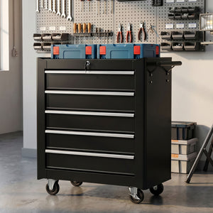 5 Drawer Roller Tool Chest, Lockable Toolbox, Storage Organizer with Handle for Workshop Mechanics Garage – view 14