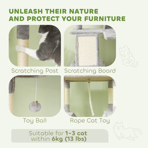 81" Large Cat Tree w/ Scratching Posts, Condos, Beds, Hammocks, Jumping Platforms, Toy Balls, Rope Cat Toy β view 19