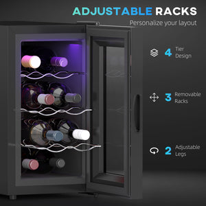 Quiet Wine Cooler Refrigerator, 8 Bottle, Beverage Wine Fridge with Glass Door, Temperature Control, for Champagne