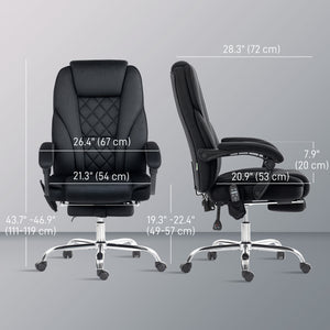 Massage Office Chair, Reclining Computer Chair with Adjustable Height and Footrest, Black