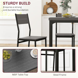 Dining Table Set for 2, 3 Piece Kitchen Table and Chairs with Metal Legs for Small Spaces, Natural Wood