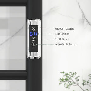Wall Mounted Heated Towel Rack 10-Bar Electric Towel Warmer with Timer Adjustable Temperature Plug-in