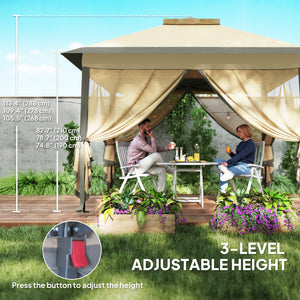 11' x 11' Pop Up Gazebo, Double Roof Foldable Height Adjustable Canopy Tent with Mesh Sidewalls – view 5