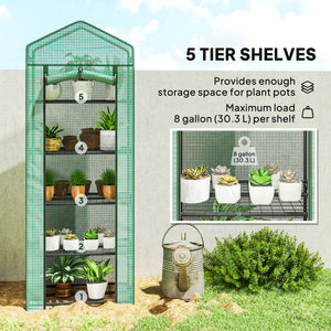 5 Tier Mini Greenhouse, Portable Outdoor Flower Stand with Shelf Clips, Indoor Greenhouse with Steel Frame – view 6