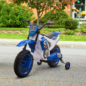 Aosom Kids Dirt Bike 12V Battery-Powered Ride-On Electric Motorcycle with Charging Battery, Training Wheels