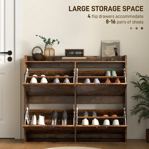 Narrow Shoe Storage Cabinet with 4 Flip Drawers, Adjustable Shelves, 16 Pair Farmhouse Shoe Cabinet – view 3