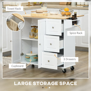 Kitchen Island on Wheels, Kitchen Cart with Drop Leaf, Drawers, Grey – view 17