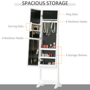 Free Standing Armoire Organizer, Lighted Mirrored Jewelry Cabinet w/ Angle Adjustable & 16 LED Lights Warm – view 3