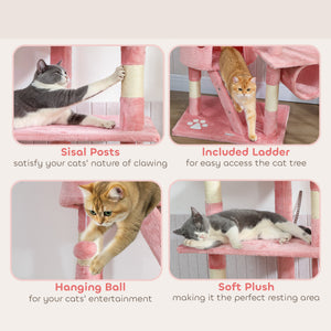 94"-102" Huge Cat Tree Ceiling High Cat Condo Scratching Post Activity Center Multi-Level Play House Light – view 26