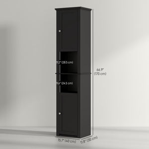 Tall Medicine Cabinet, Freestanding Bathroom Storage Cabinet with Shelves and 2 Cupboards – view 9