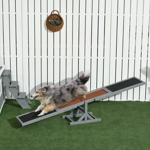 Wood Pet Seesaw Platform Dog Agility Training Equipment Run Game Toy Weather Resistant Pet Supplies Grey