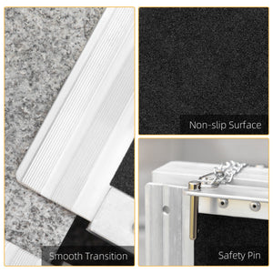 8ft Wheelchair Ramp, 600lbs Capacity Non-Slip Aluminum Folding Handicap Ramp with Reinforced Welded Hinges, for Home Steps, Cars, Scooters and Stairs