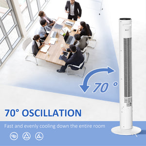 Freestanding Tower Fan Cooling for Home Bedroom with Oscillating, 3 Speed, 12h Timer, LED Sensor Panel, Remote Controller, White