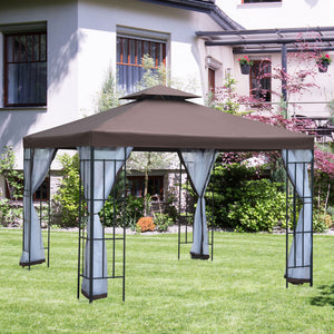 10'x10' Garden Gazebo Patio Canopy Portable Party Event Backyard w/ Mosquito Netting Coffee – view 7