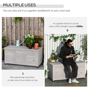 75 Gallon Wooden Storage Box patio Deck Box Bench, Garden Backyard Outdoor Storage Container with Aerating – view 5