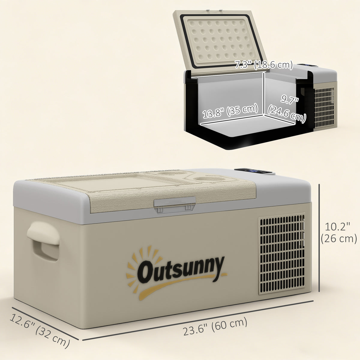 12 Volt Car Refrigerator, 17QT Car Fridge Electric Cooler, 12/24V DC and 100-240V AC, -4℉-50℉, Portable Refrigerator